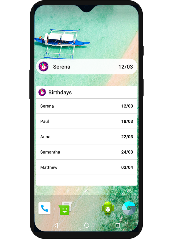 Birthdays Widget